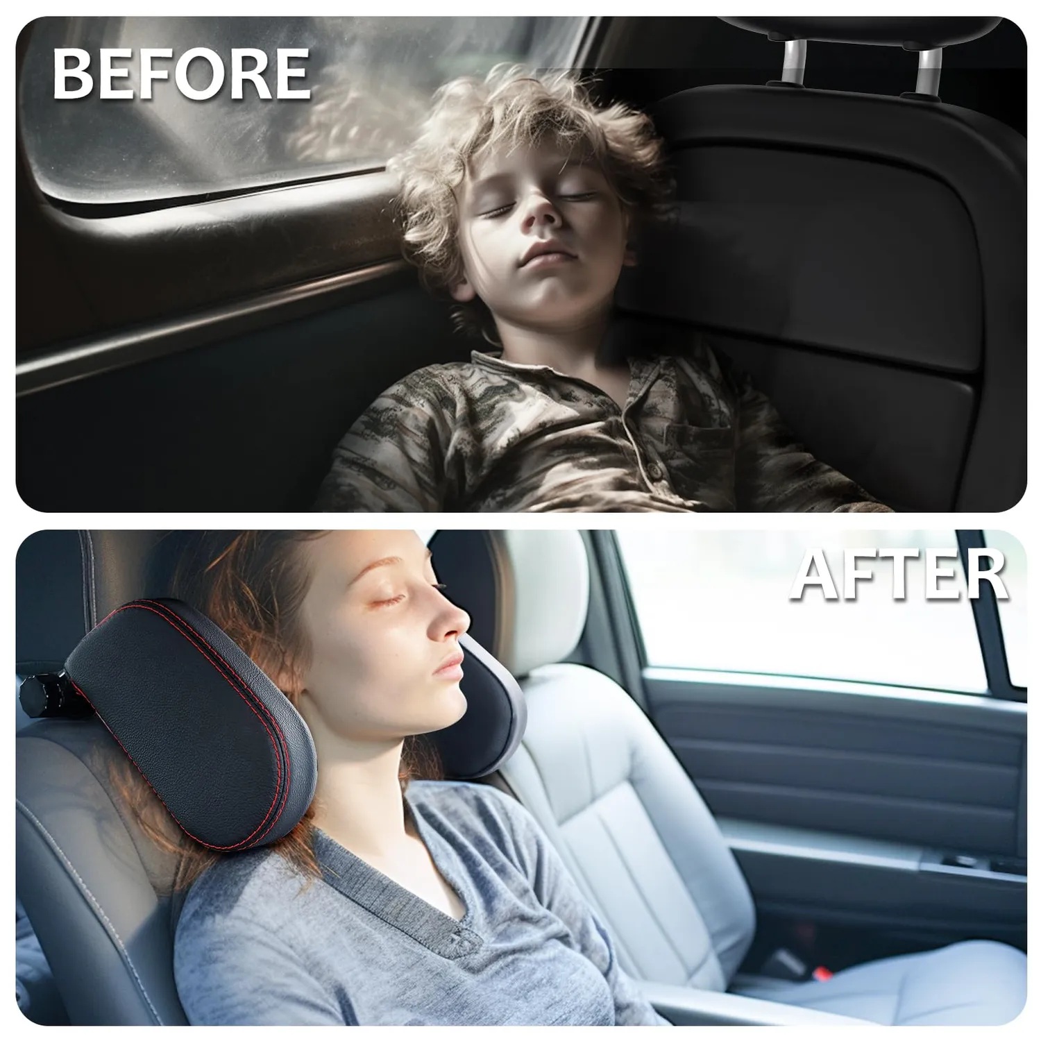 Kaefuys poggiatesta auto 360° memory foam removibile