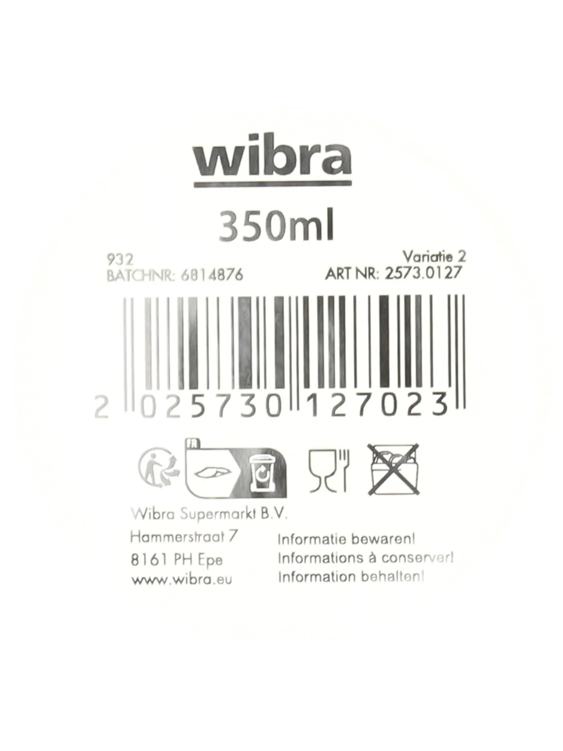 Wibra Thermosbeker borraccia in acciaio 350 ml