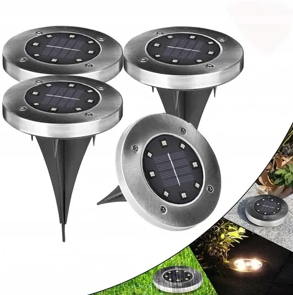 ADAMANTA 350 Luci Solari da Giardino a Disco 4 Pezzi