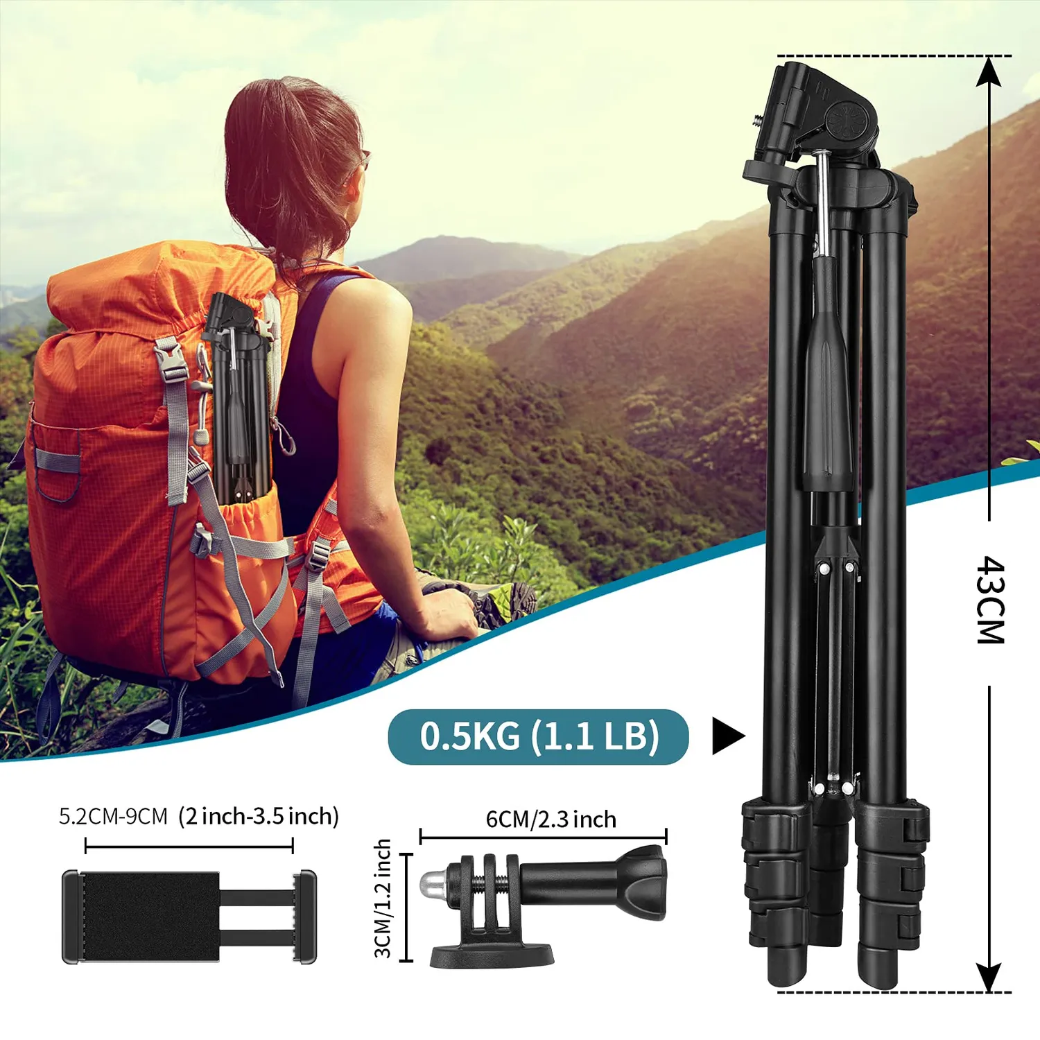 Action treppiede smartphone 53 pollici con telecomando Bluetooth