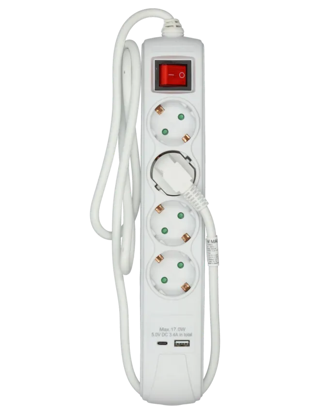 Wibra ciabatta 4 prese con USB bianca