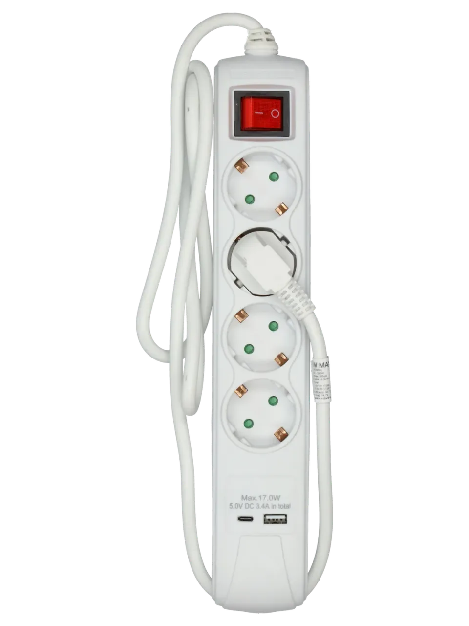 Wibra ciabatta 4 prese con USB bianca