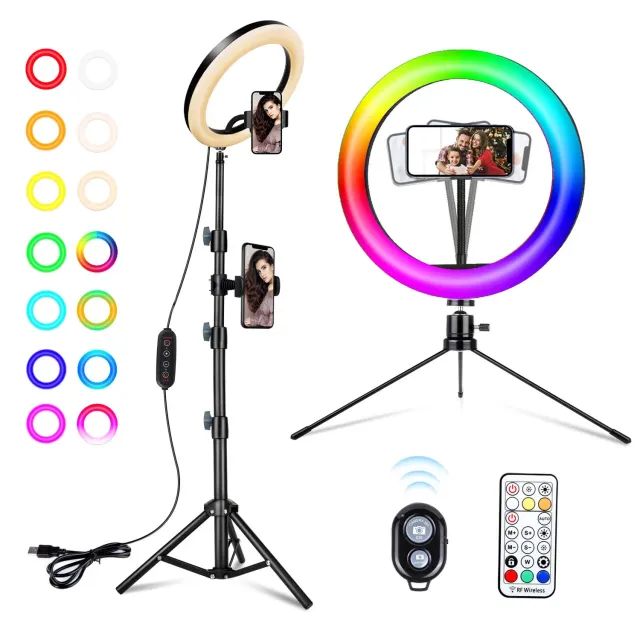 Action luce ad anello LED RGB 10 pollici con treppiede