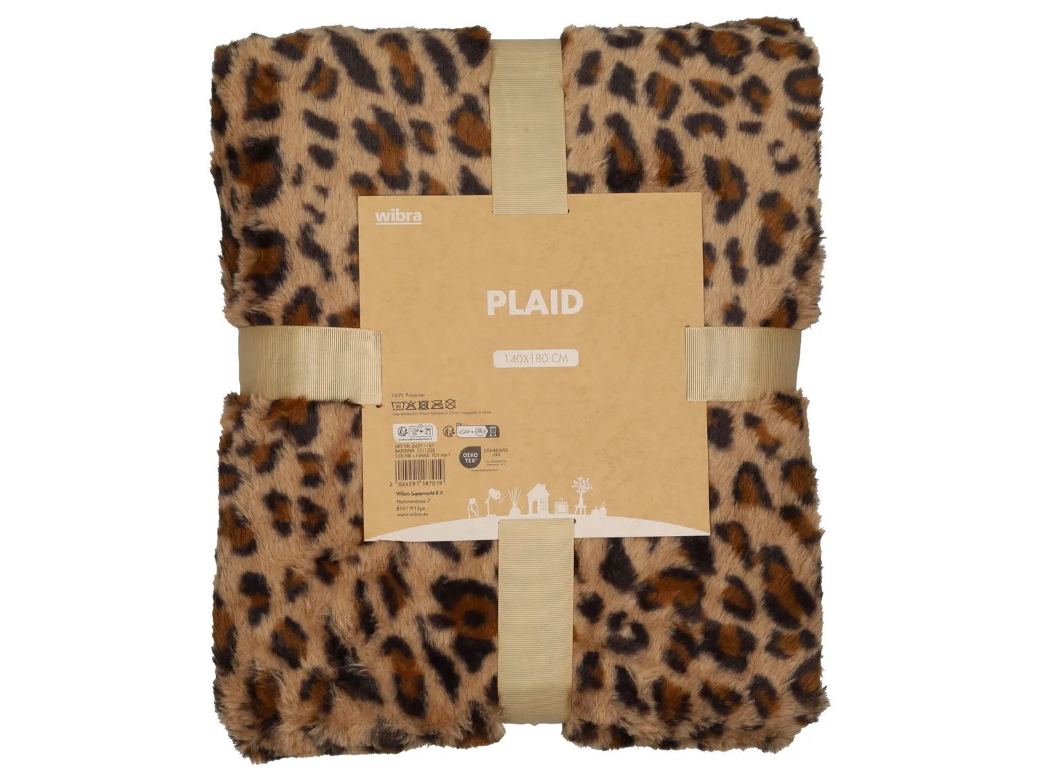 Wibra Fleeceplaid imitatiebont plaid animalier 140 x 180 cm