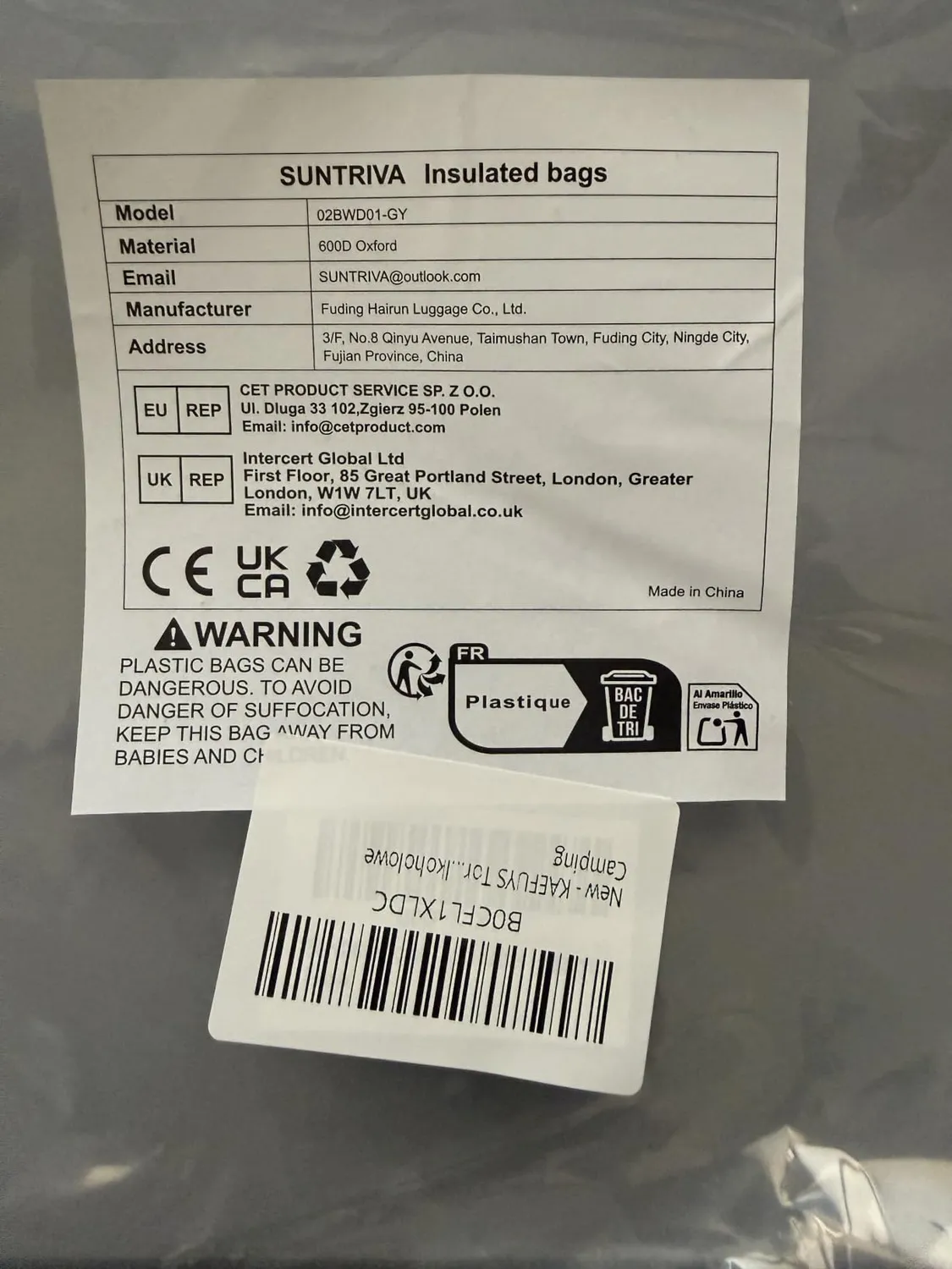Kaefuys Borsa termica 33L con tracolla caldo-freddo grigia