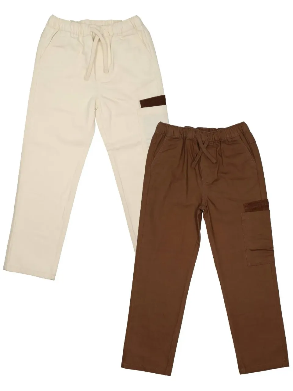 Wibra pantaloni bambino cargo twill ecru in cotone