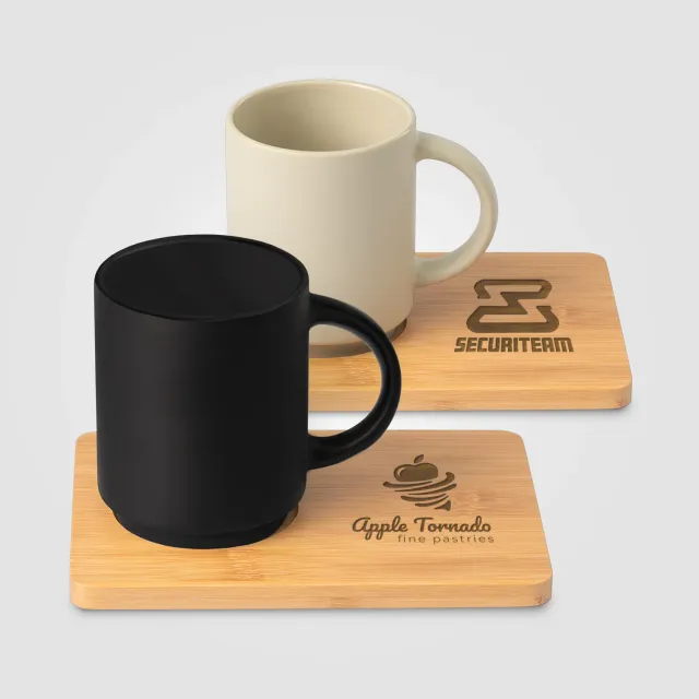3BPRO Café Duo set tazza ceramica e tagliere bambù