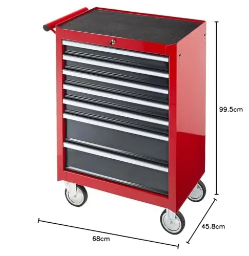 Kaiserkraft Carrello Officina Acciaio 7 Cassetti con Ruote