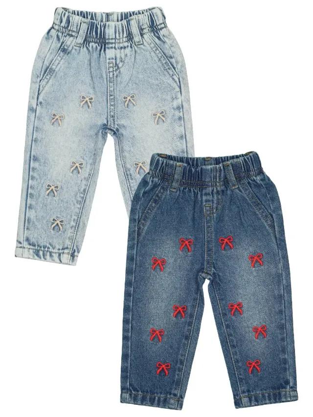 Wibra jeans baby cotone con fiocchetti