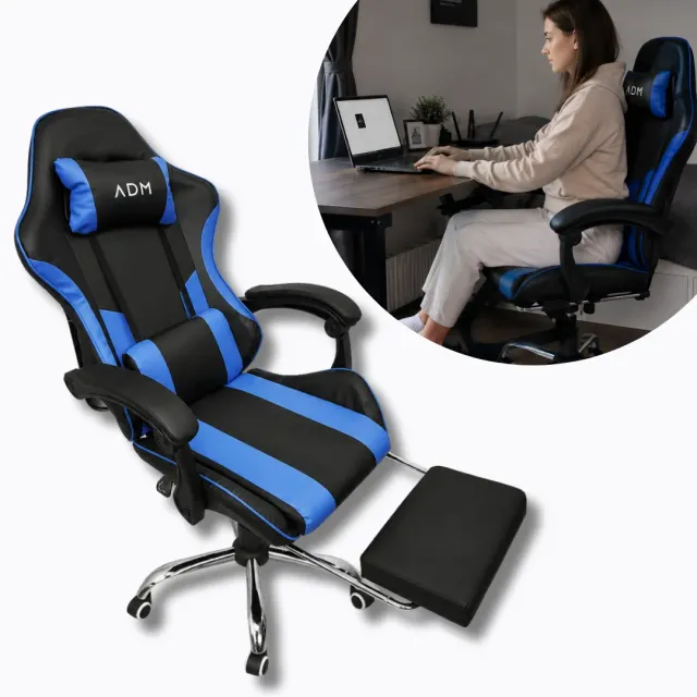 ADAMANTA ADM 7082 sedia gaming ergonomica con poggiapiedi
