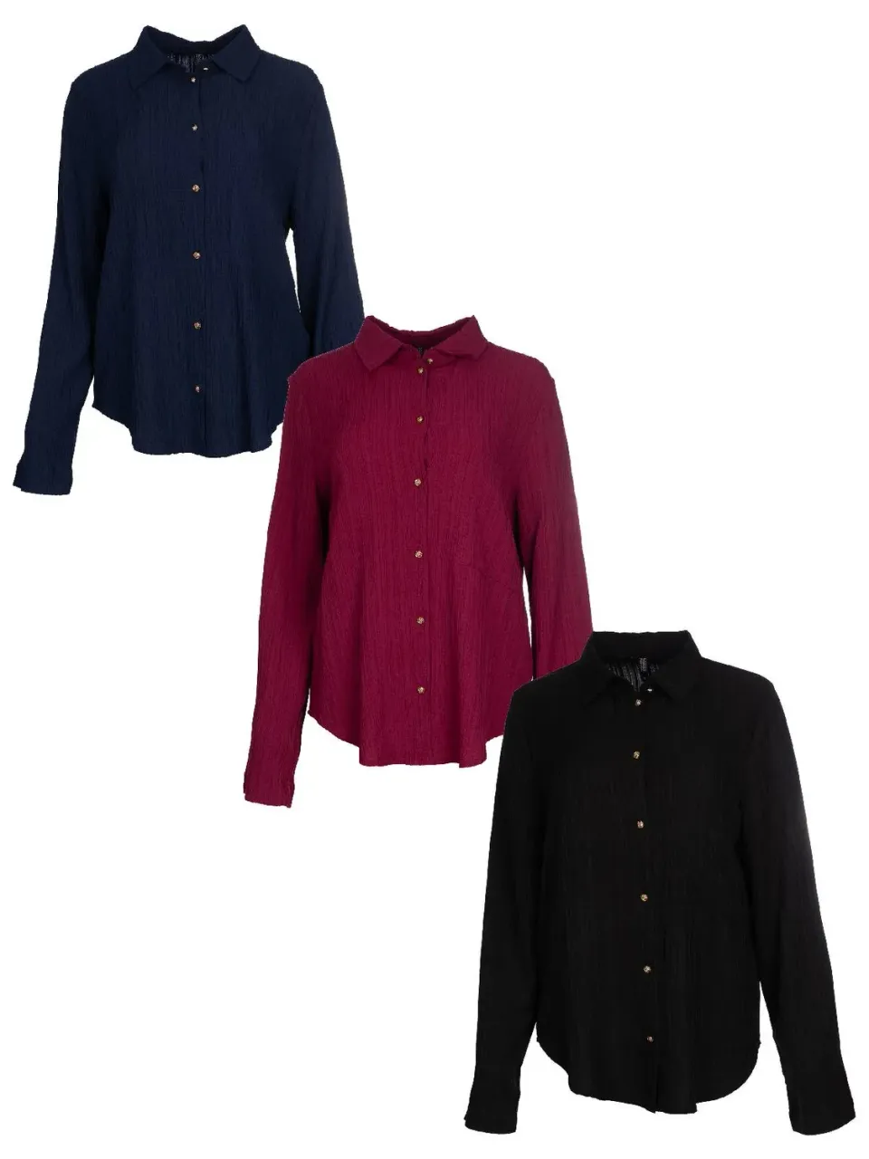 Wibra Camicia Donna Crinkle Manica Lunga