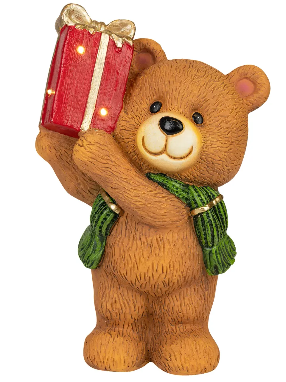 Wibra orso natalizio LED regalo 39,5 cm marrone