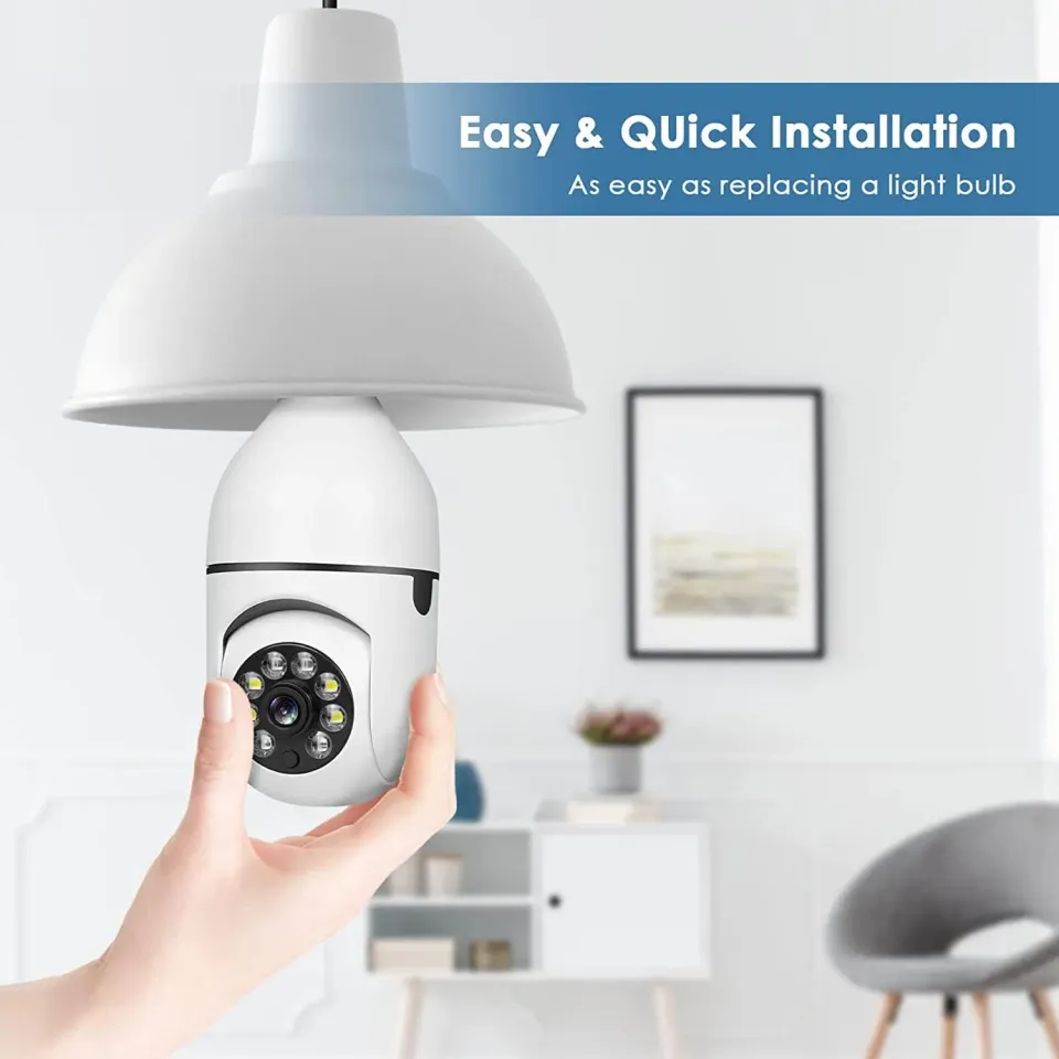ADAMANTA 364 Telecamera WiFi Lampadina 4K Visione Notturna