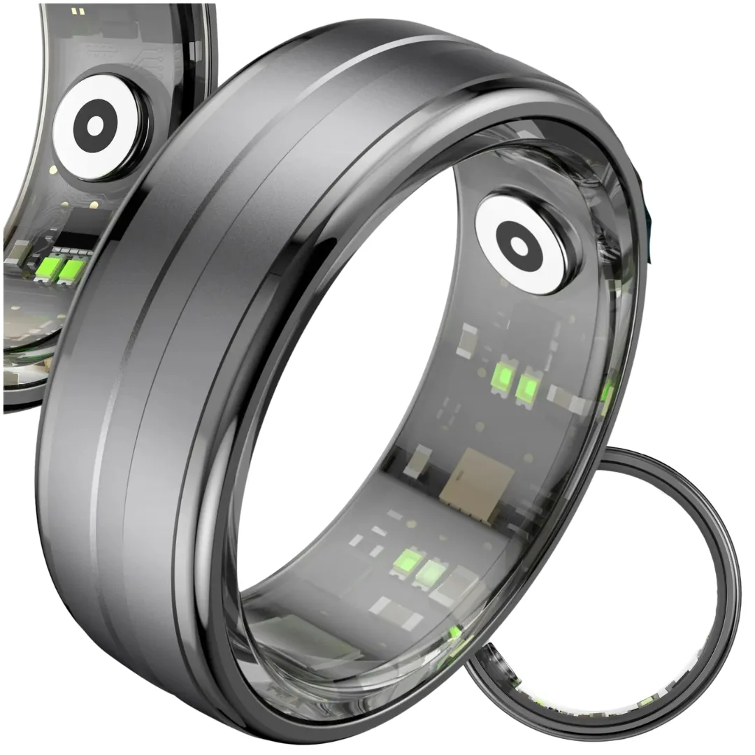 ADAMANTA 7020 Anello Smart Monitoraggio Salute Nero