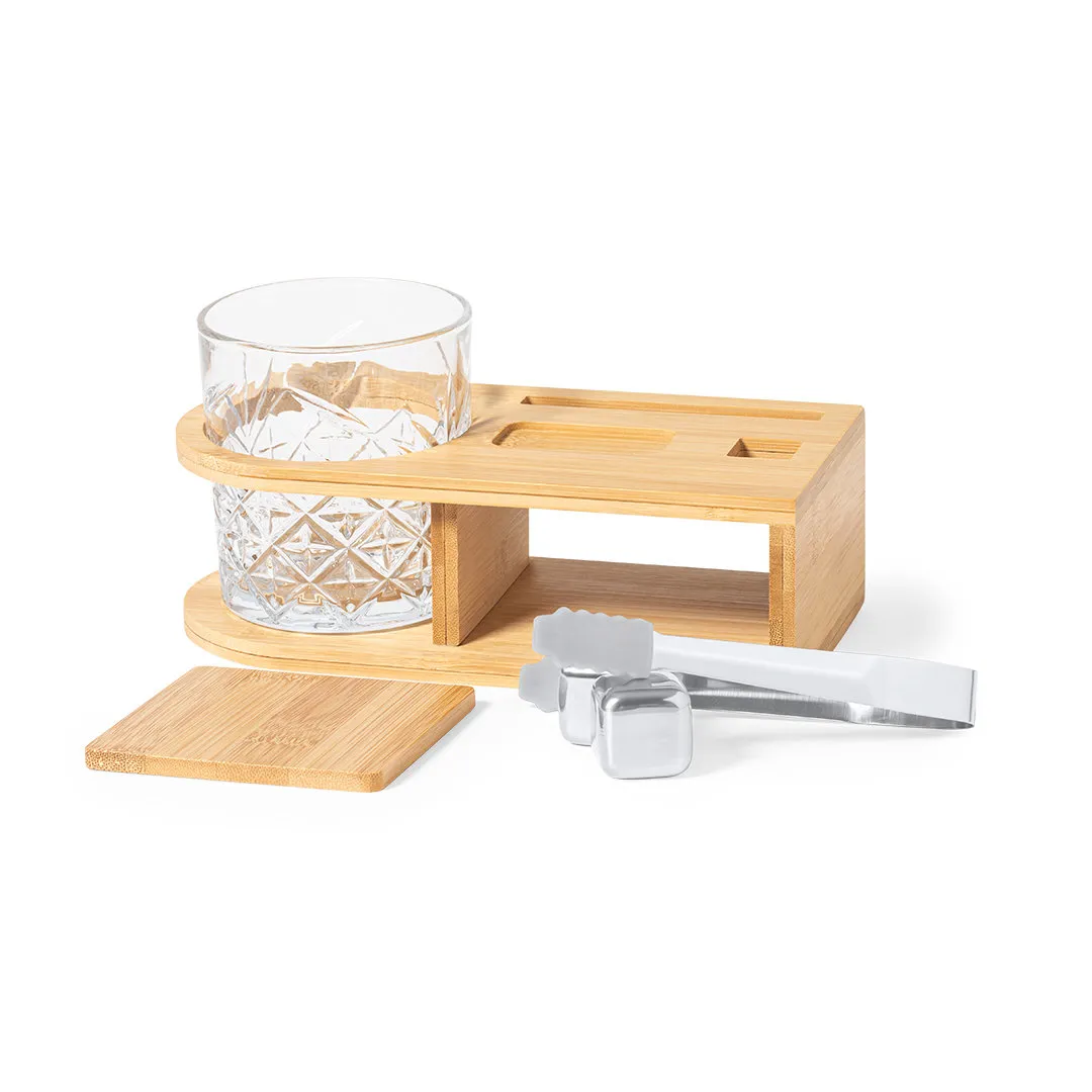 3BPRO Devon set whisky in bambù e vetro personalizzabile