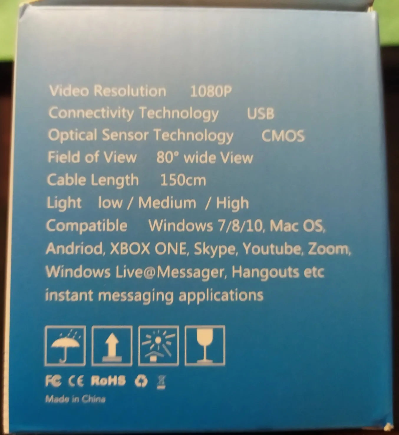 Action webcam PC 1080P Full HD con microfono e luce