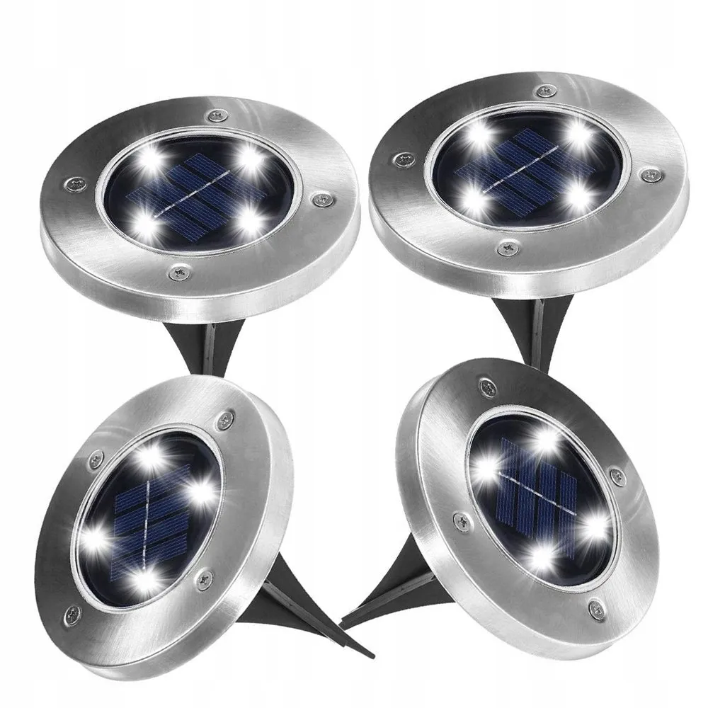 ADAMANTA 350 Luci Solari da Giardino a Disco 4 Pezzi