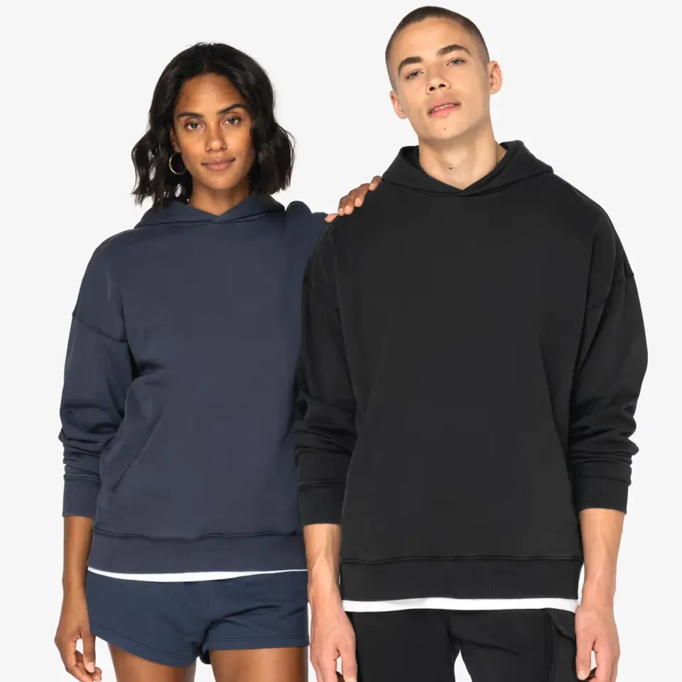 3BPRO NS448 felpa cappuccio oversize unisex cotone bio navy