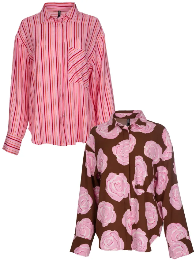 Wibra camicia donna fantasia poliestere con taschino
