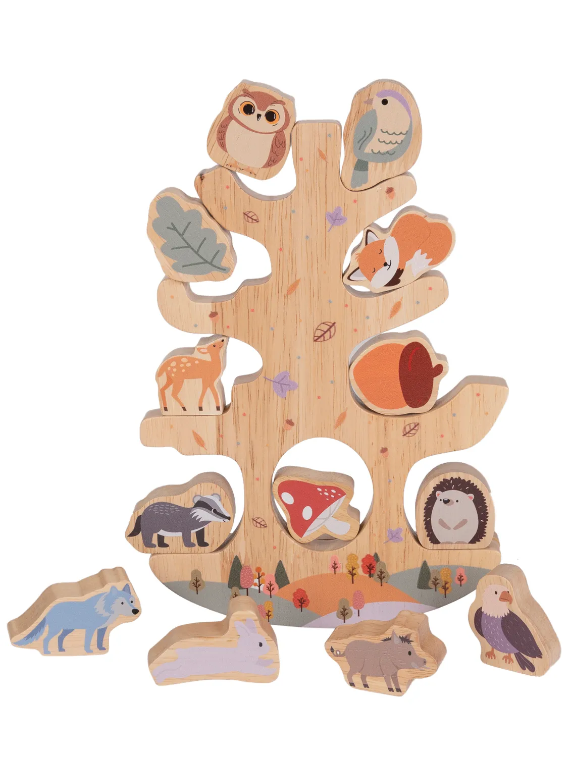 Wibra albero equilibrio legno gioco 13 pezzi bosco