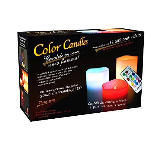 EUROMARKETING Candele LED Cera 3 Pezzi Telecomando