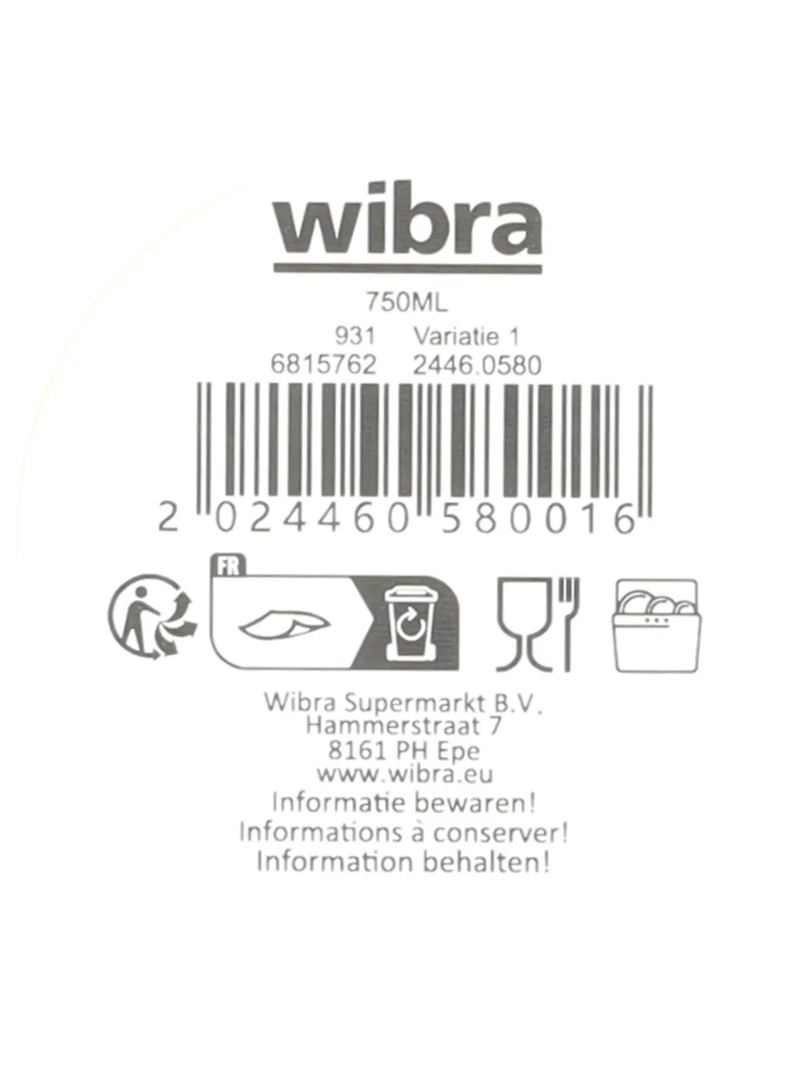 Wibra Thermosfles 750 ml borraccia termica in acciaio inox