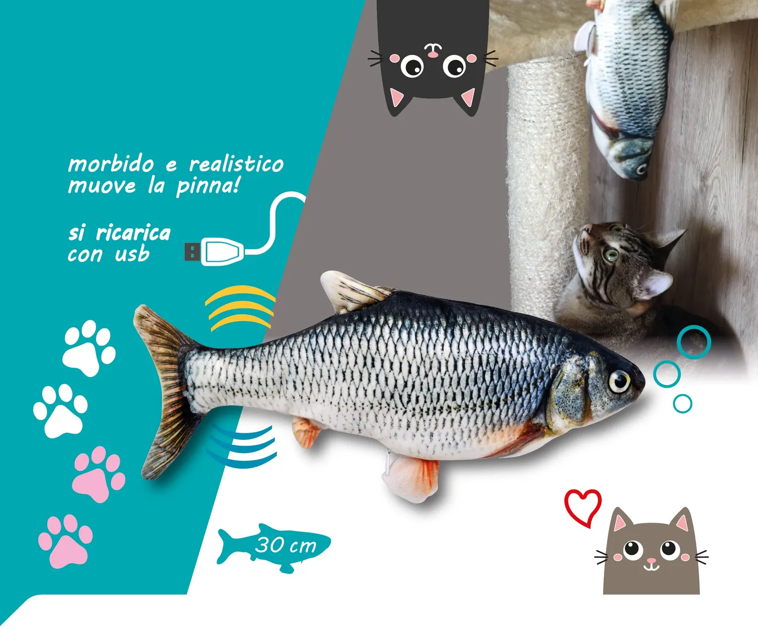 Euromarketing Funny Fish gioco per gatti interattivo USB
