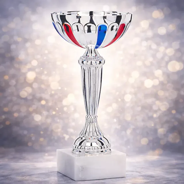 3BPRO Coppa trofeo argentata blu e rosso