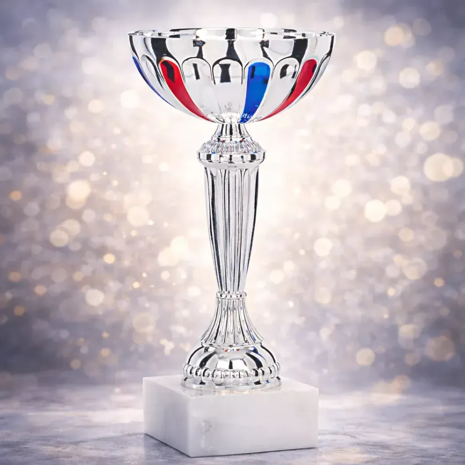 3BPRO Coppa trofeo argentata blu e rosso