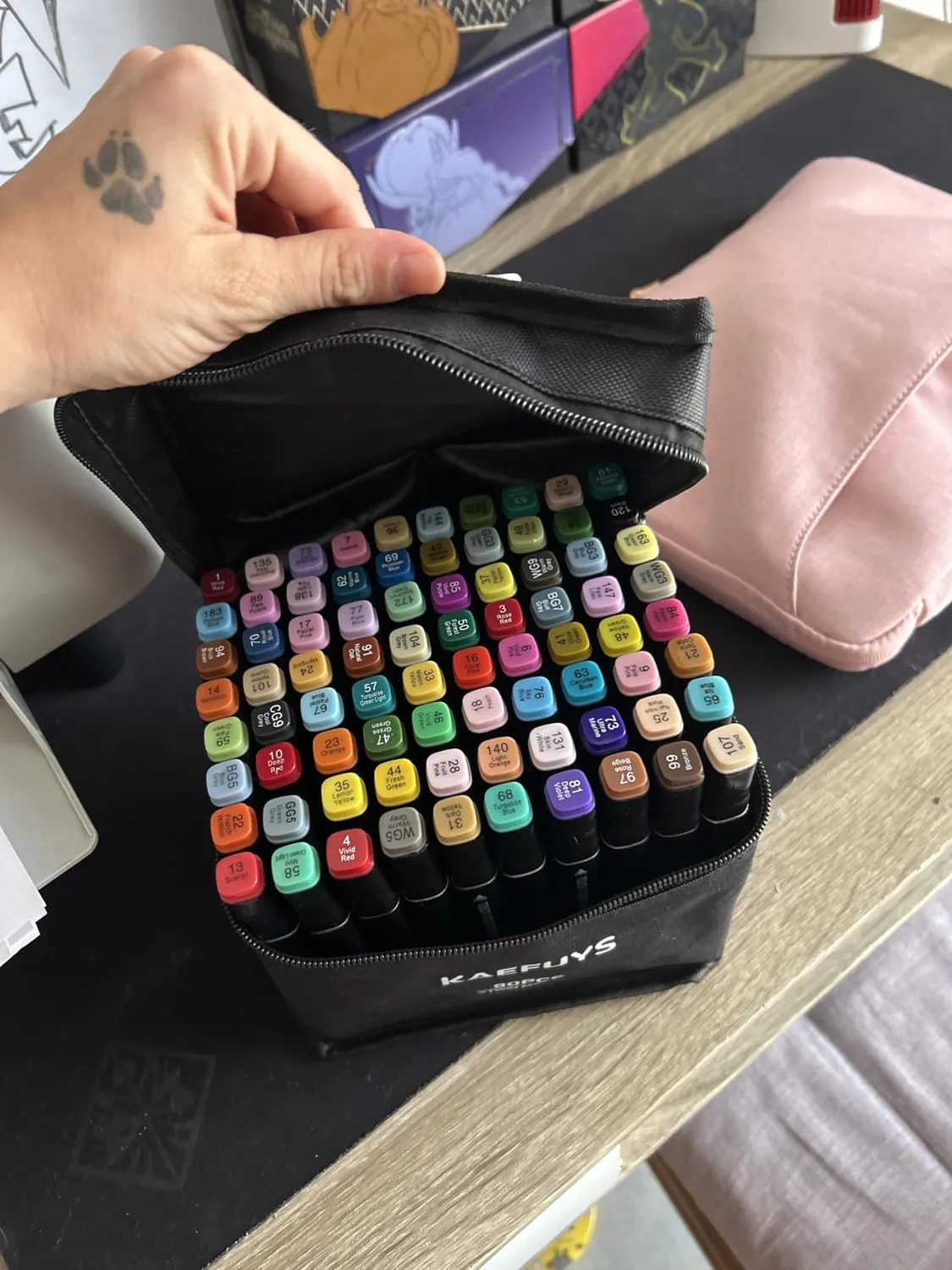 Kaefuys Pennarelli doppia punta alcol impermeabili 80 colori