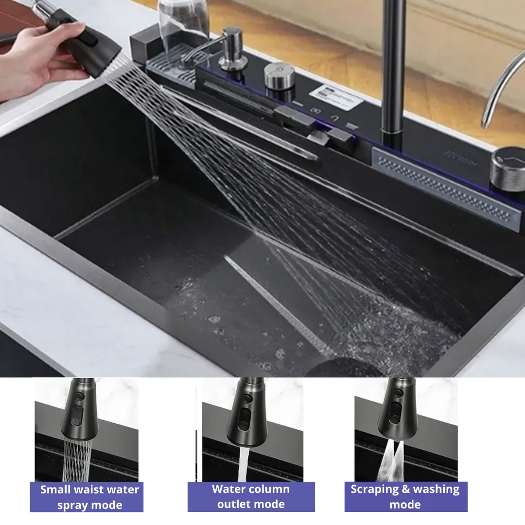 ADAMANTA ADM 535 Lavello Cucina Acciaio con Rubinetto Cascata