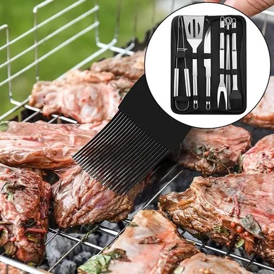ADAMANTA 357 set utensili barbecue acciaio 9 pezzi