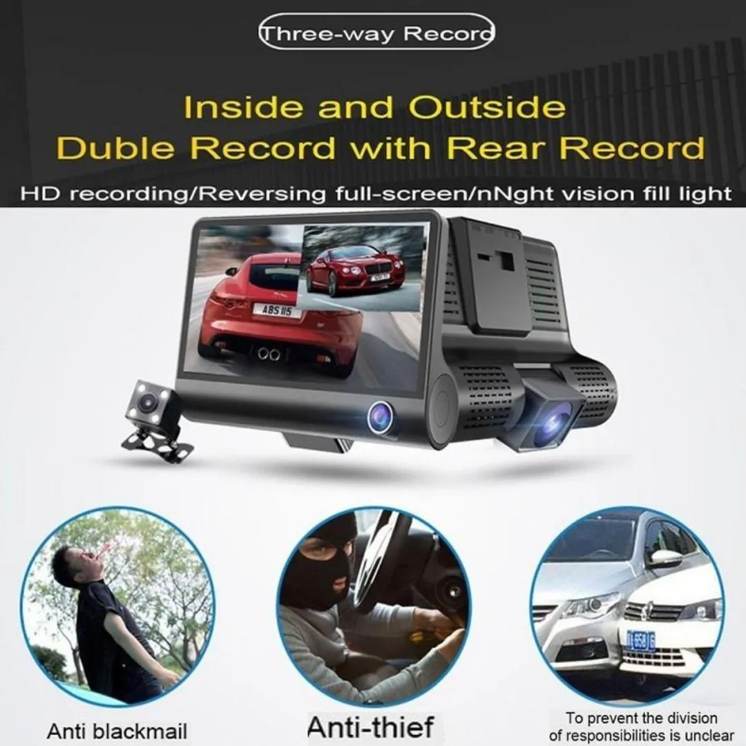 Adamanta 390 dash cam auto 3 telecamere Full HD con visione notturna