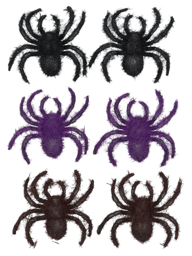 Wibra ragni Halloween decorativi 6 pezzi 7,5 cm pelosi