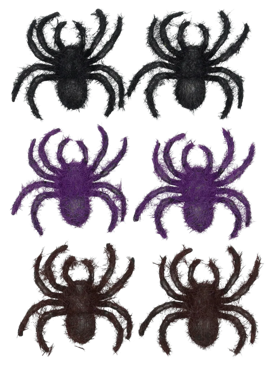 Wibra ragni Halloween decorativi 6 pezzi 7,5 cm pelosi