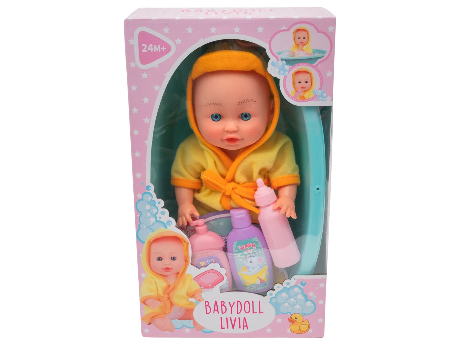 Wibra Livia Bambola Neonato 30 cm con Vaschetta e Biberon