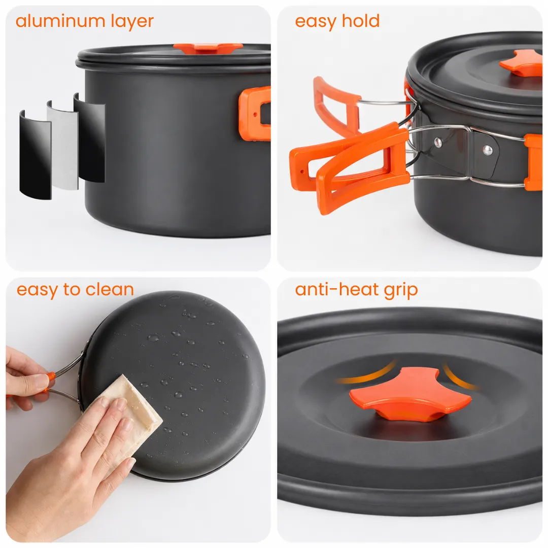 ADAMANTA Survival & Camping Cookware Set set cucina da campeggio alluminio