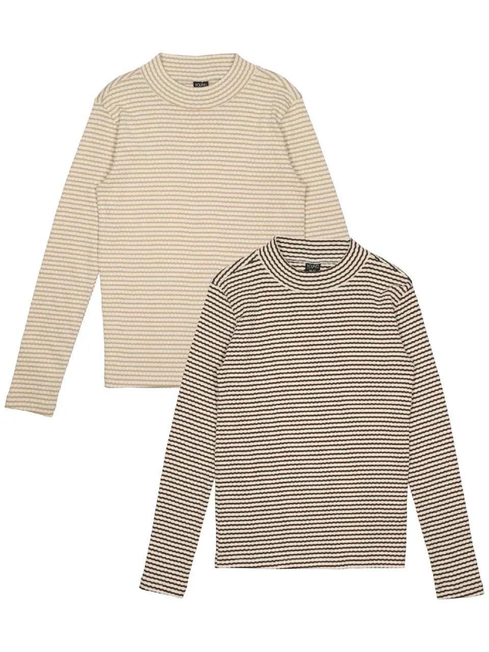 Wibra maglia ragazza righe costine manica lunga cotone