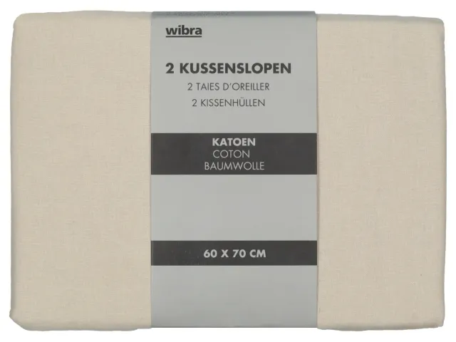 Wibra Federe Cotone 60x70 cm Beige 2 Pezzi