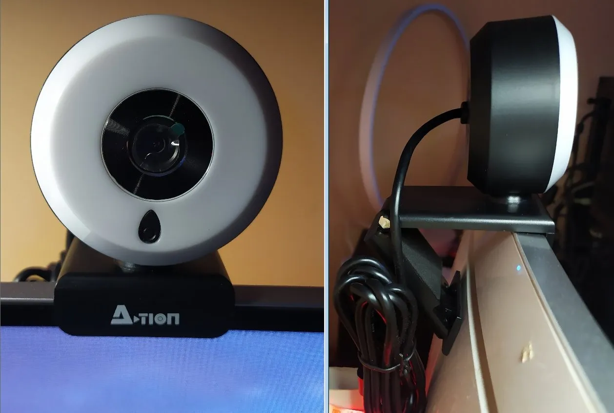 Action webcam PC 1080P Full HD con microfono e luce