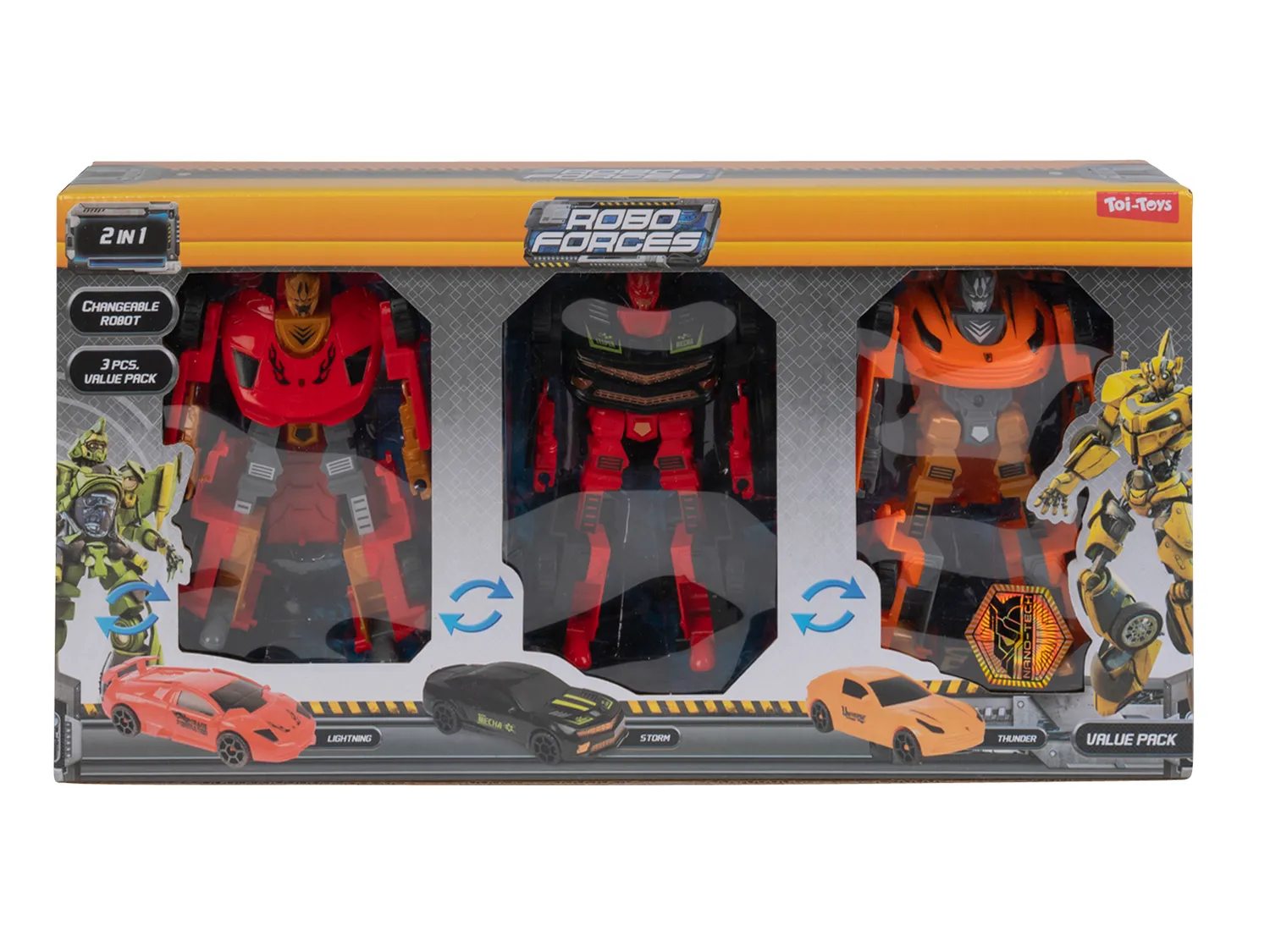 Wibra Robo Forces Robot Trasformabili in Auto da Corsa 3 Pezzi