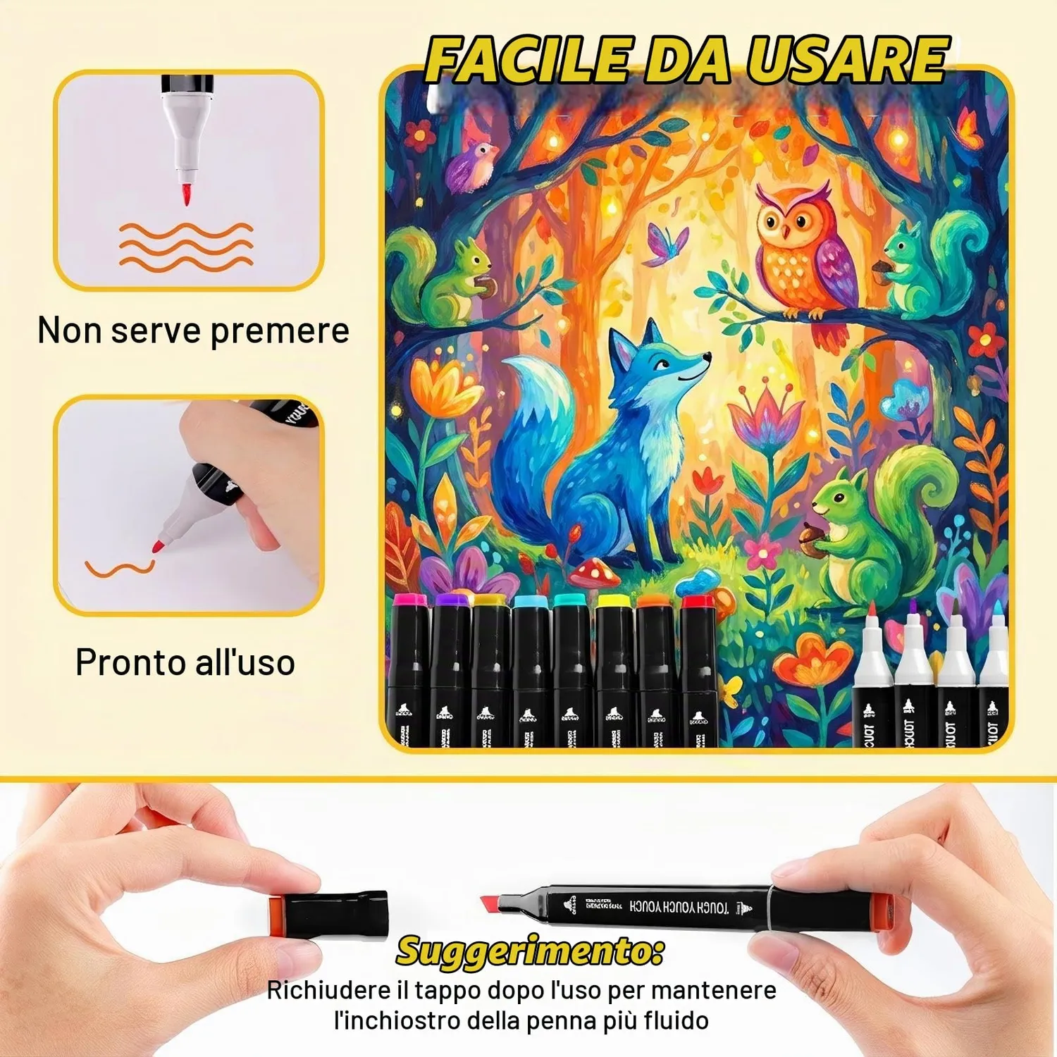 KAEFUYS Pennarelli 80 Colori Doppia Punta Alcool