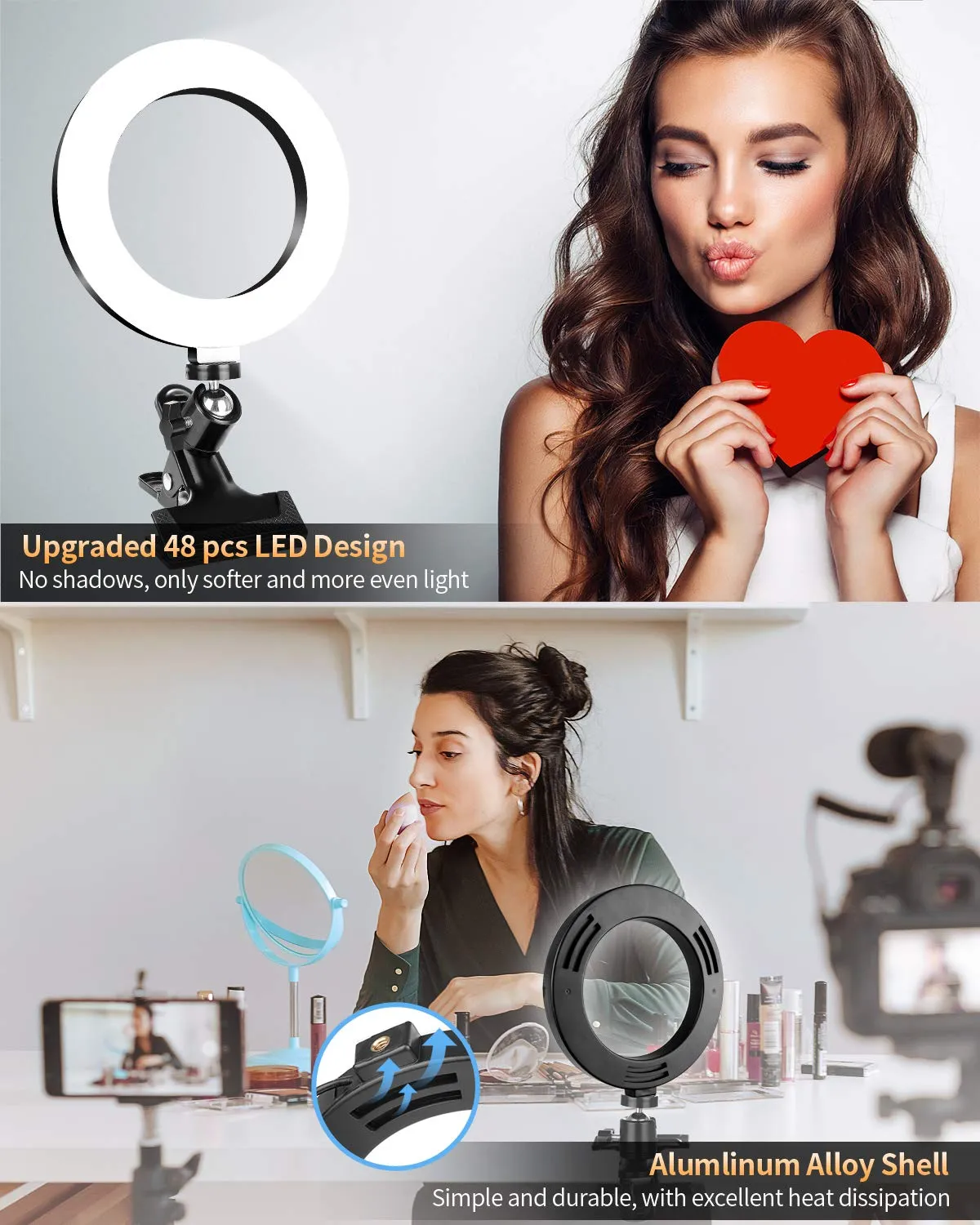 Action luce ad anello 6 pollici selfie USB dimmerabile