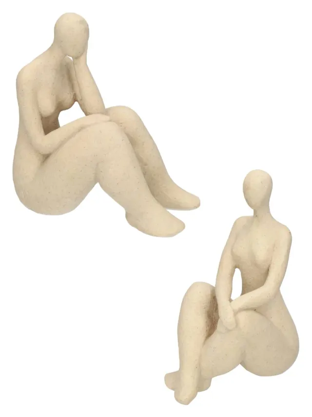 Wibra statuetta donna seduta beige