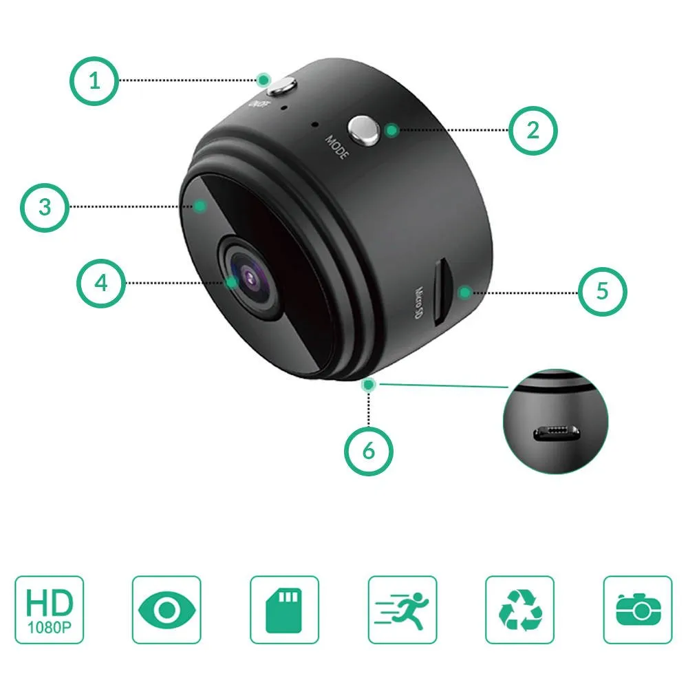 ADAMANTA 069 mini telecamera WiFi wireless 720p notturna