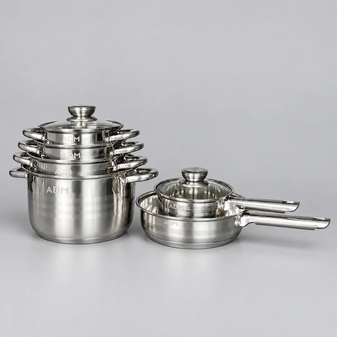 ADAMANTA 393 batteria pentole acciaio inox 12 pezzi induzione