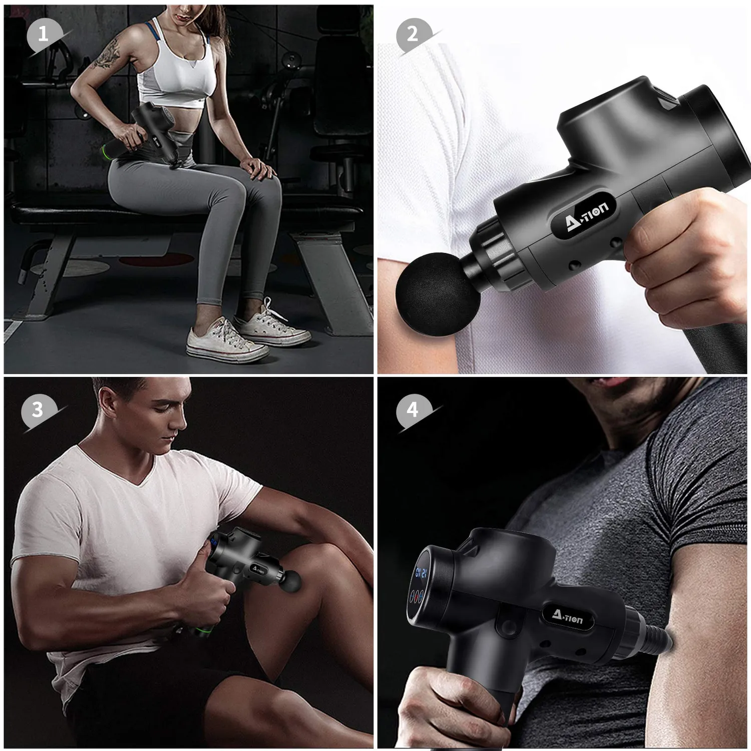 Action pistola massaggio muscolare 20 velocità 6 testine