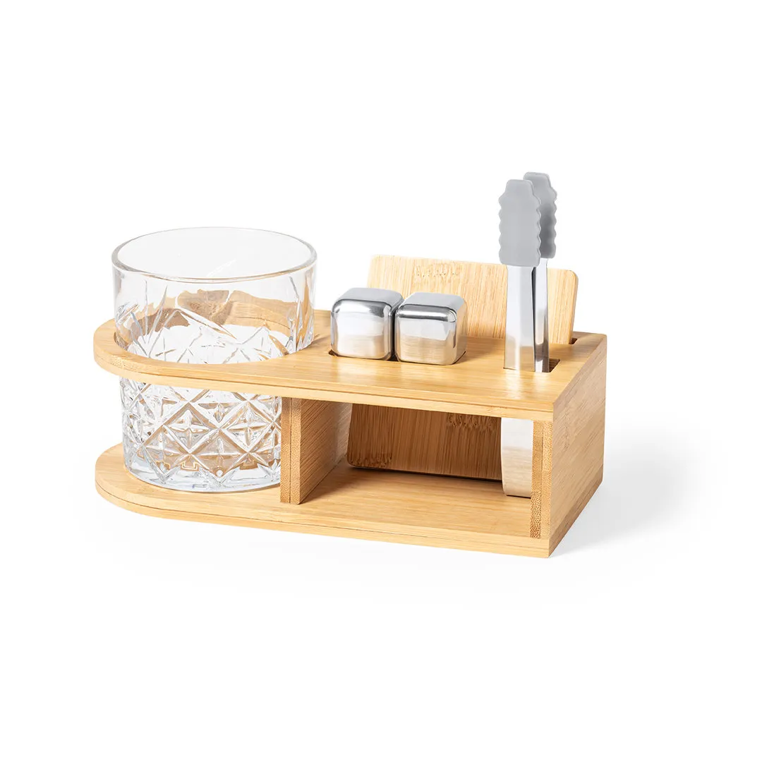 3BPRO Devon set whisky in bambù e vetro personalizzabile