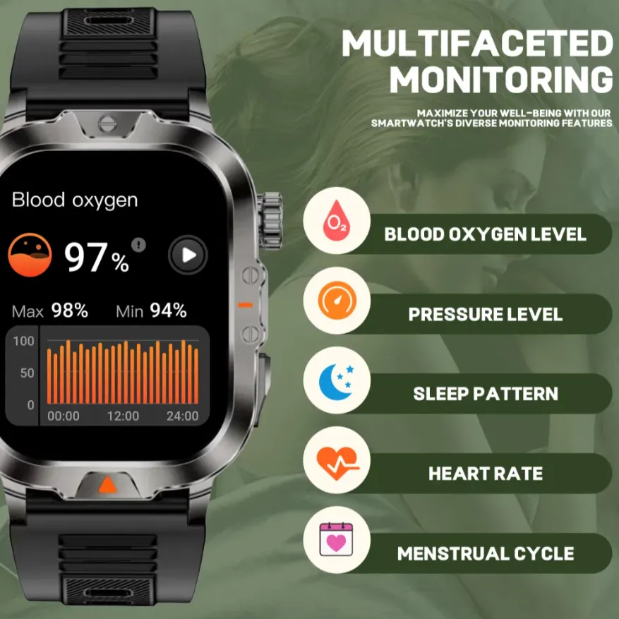 ADAMANTA V17 smartwatch impermeabile con torcia