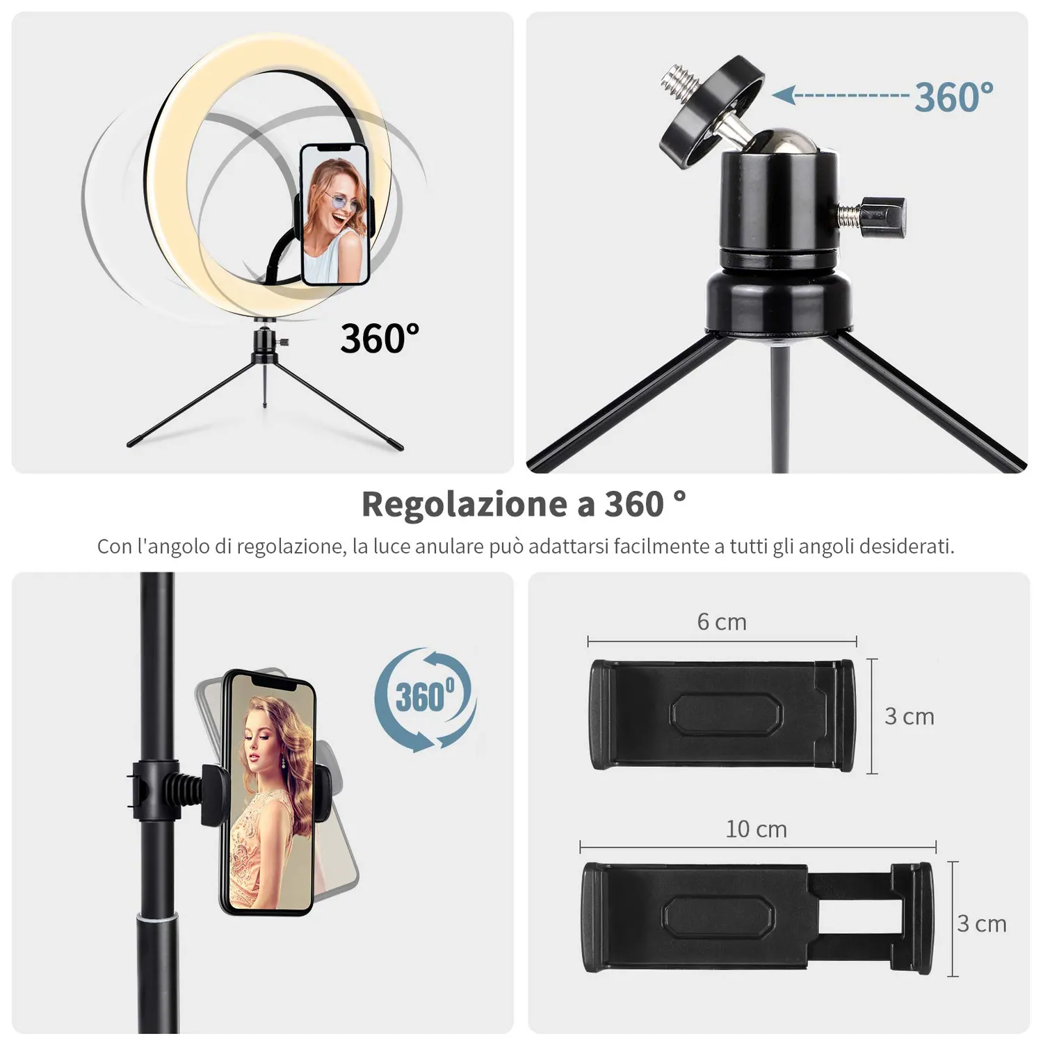 Action luce ad anello LED RGB 10 pollici con treppiede